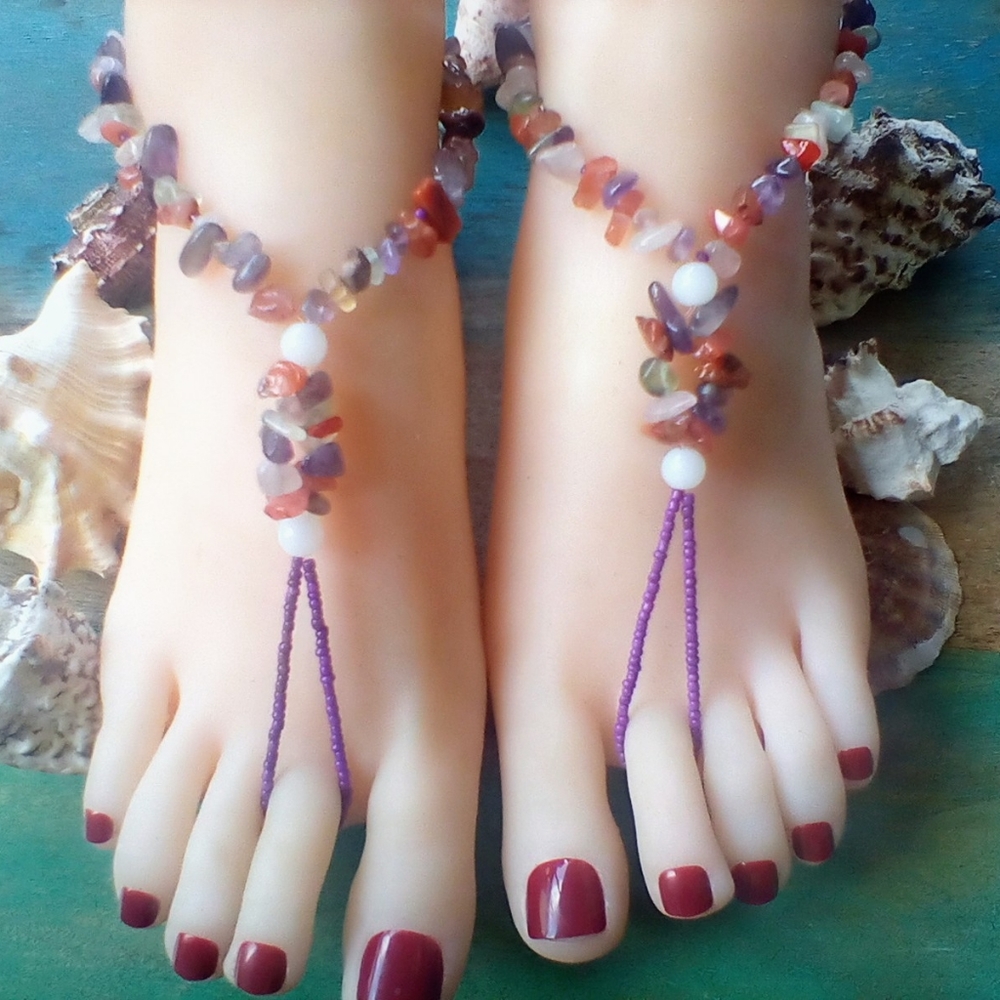 Multi Rock Chips Barefoot Sandals Pair